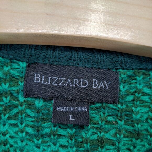 Blizzard Bay Men's Knit Ugly Sweater Large Long Sleeve Green Crew Neck Acrylic - Picture 8 of 12